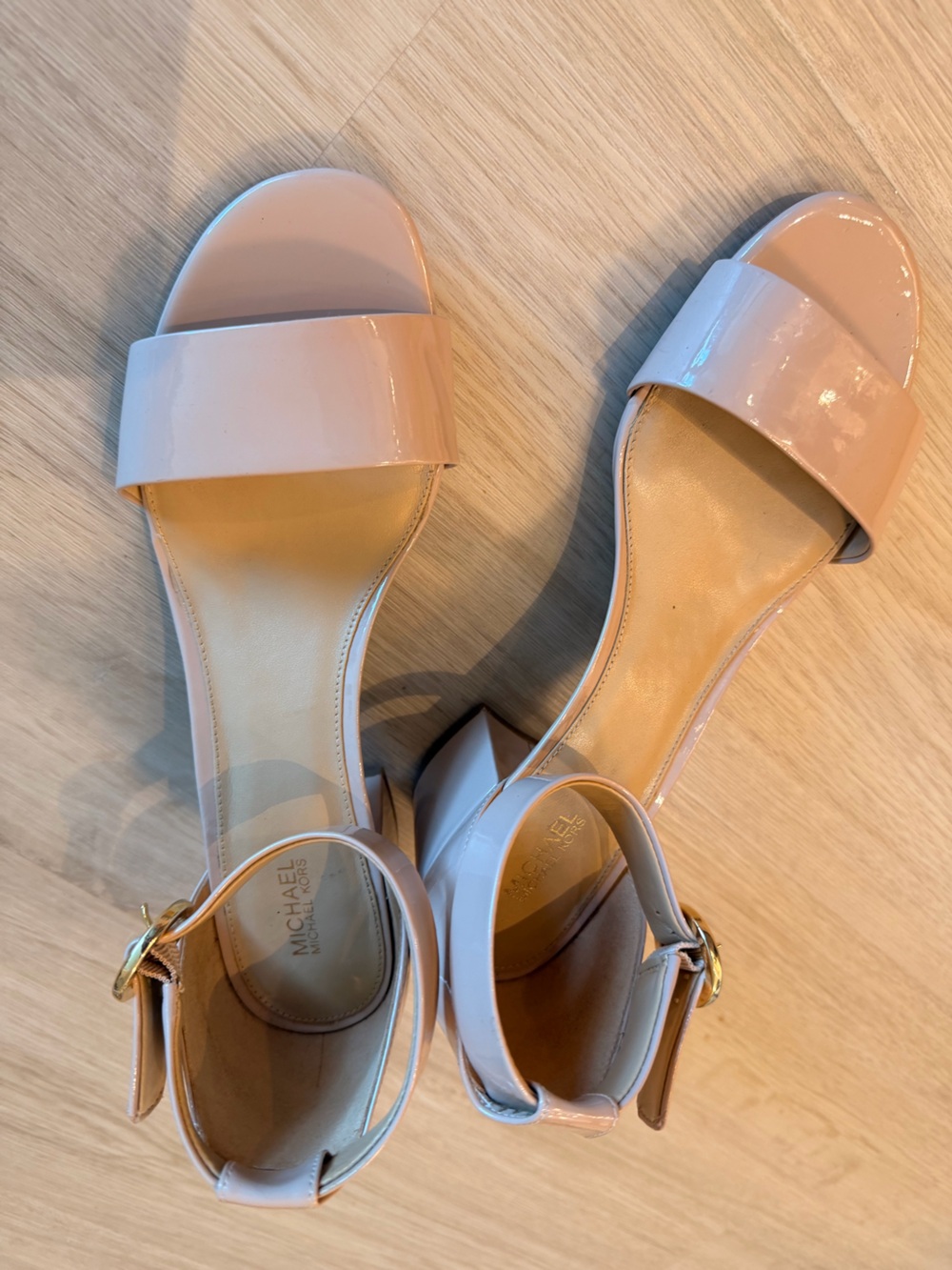 Michael Kors Blush Patent Block Heel Sandals